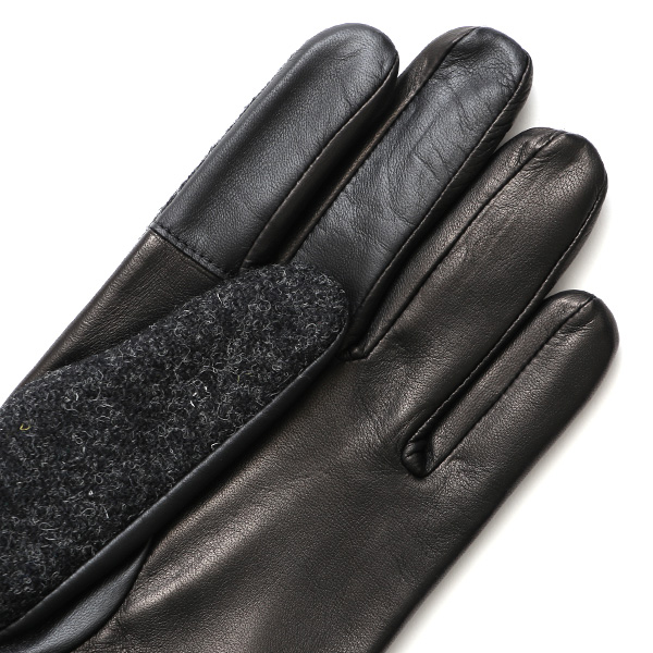  手袋 ハリスツイード メンズ ブランド 革 タッチパネル対応 カシミヤ 100％ カシミア 裏地 リブ グローブ グレー グレイ 灰色 Harris Tweed チェック 柄 導電 本革 イタリーラム 羊革 英国 生地 日本製 KURODA(クロダ)
