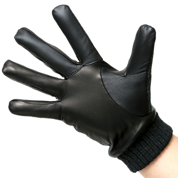  手袋 ハリスツイード メンズ ブランド 革 タッチパネル対応 カシミヤ 100％ カシミア 裏地 リブ グローブ グリーン 緑色 Harris Tweed チェック 柄 導電 本革 イタリーラム 羊革 英国 生地 日本製 KURODA(クロダ)