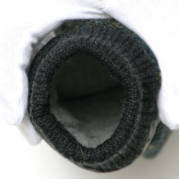  手袋 ハリスツイード メンズ ブランド 革 タッチパネル対応 カシミヤ 100％ カシミア 裏地 リブ グローブ グリーン 緑色 Harris Tweed チェック 柄 導電 本革 イタリーラム 羊革 英国 生地 日本製 KURODA(クロダ)