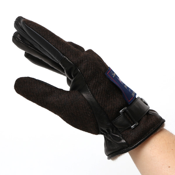  ムーン MOON 手袋 メンズ スマートフォン対応 カシミヤ レザー ベルト付き 日本製 革手袋 防寒 ブラウン 茶 茶色 男性用 紳士 暖かい カシミア グローブ イタリーラム 羊革 導電 皮 国産 ブランド KURODA(クロダ)