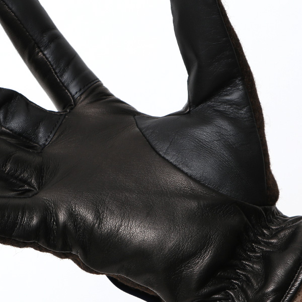  ムーン MOON 手袋 メンズ スマートフォン対応 カシミヤ レザー ベルト付き 日本製 革手袋 防寒 ブラウン 茶 茶色 男性用 紳士 暖かい カシミア グローブ イタリーラム 羊革 導電 皮 国産 ブランド KURODA(クロダ)