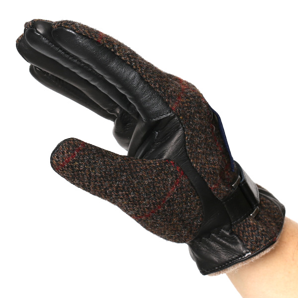  ムーン MOON 手袋 メンズ スマートフォン対応 カシミヤ レザー ベルト付き 日本製 革手袋 防寒 ブラウン 茶 茶色 男性用 紳士 暖かい カシミア グローブ イタリーラム 羊革 導電 皮 国産 ブランド KURODA(クロダ)