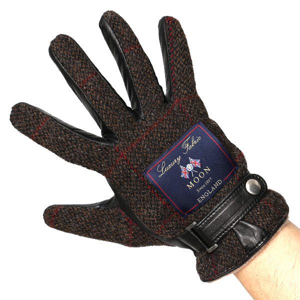  ムーン MOON 手袋 メンズ スマートフォン対応 カシミヤ レザー ベルト付き 日本製 革手袋 防寒 ブラウン 茶 茶色 男性用 紳士 暖かい カシミア グローブ イタリーラム 羊革 導電 皮 国産 ブランド KURODA(クロダ)