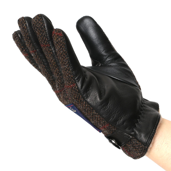  ムーン MOON 手袋 メンズ スマートフォン対応 カシミヤ レザー ベルト付き 日本製 革手袋 防寒 ブラウン 茶 茶色 男性用 紳士 暖かい カシミア グローブ イタリーラム 羊革 導電 皮 国産 ブランド KURODA(クロダ)