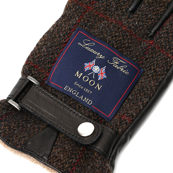  ムーン MOON 手袋 メンズ スマートフォン対応 カシミヤ レザー ベルト付き 日本製 革手袋 防寒 ブラウン 茶 茶色 男性用 紳士 暖かい カシミア グローブ イタリーラム 羊革 導電 皮 国産 ブランド KURODA(クロダ)