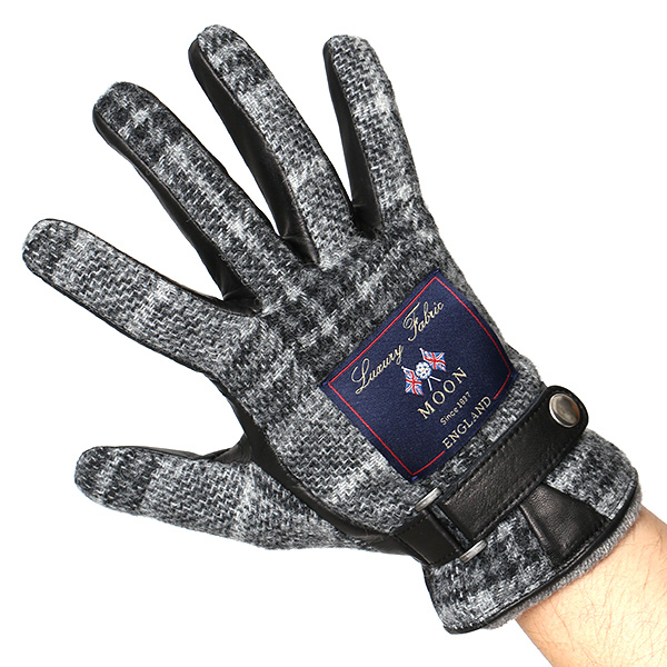  ムーン MOON 手袋 メンズ スマートフォン対応 カシミヤ レザー ベルト付き 日本製 革手袋 防寒 グレー グレイ 灰色 男性用 紳士 暖かい カシミア グローブ イタリーラム 羊革 導電 皮 国産 ブランド KURODA(クロダ)