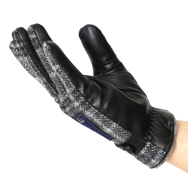  ムーン MOON 手袋 メンズ スマートフォン対応 カシミヤ レザー ベルト付き 日本製 革手袋 防寒 グレー グレイ 灰色 男性用 紳士 暖かい カシミア グローブ イタリーラム 羊革 導電 皮 国産 ブランド KURODA(クロダ)