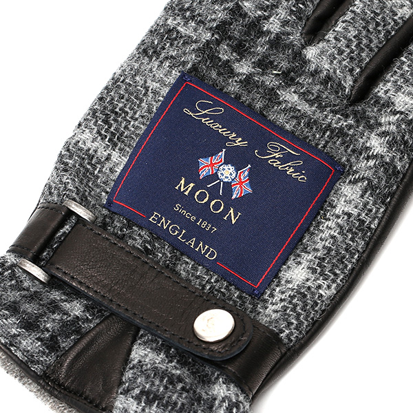  ムーン MOON 手袋 メンズ スマートフォン対応 カシミヤ レザー ベルト付き 日本製 革手袋 防寒 グレー グレイ 灰色 男性用 紳士 暖かい カシミア グローブ イタリーラム 羊革 導電 皮 国産 ブランド KURODA(クロダ)