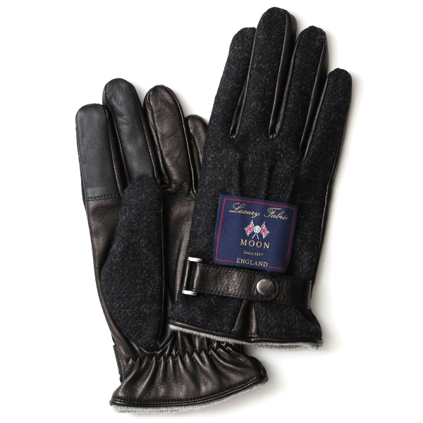 KURODA(クロダ) ムーン ベルト付き 羊革 メンズ 手袋 チャコール