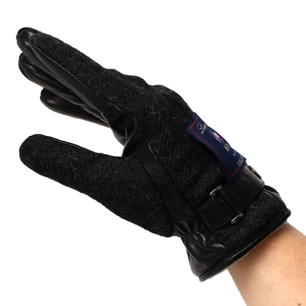  ムーン MOON 手袋 メンズ スマートフォン対応 カシミヤ レザー ベルト付き 日本製 革手袋 防寒 グレー グレイ 灰色 男性用 紳士 暖かい カシミア グローブ イタリーラム 羊革 導電 皮 国産 ブランド KURODA(クロダ)