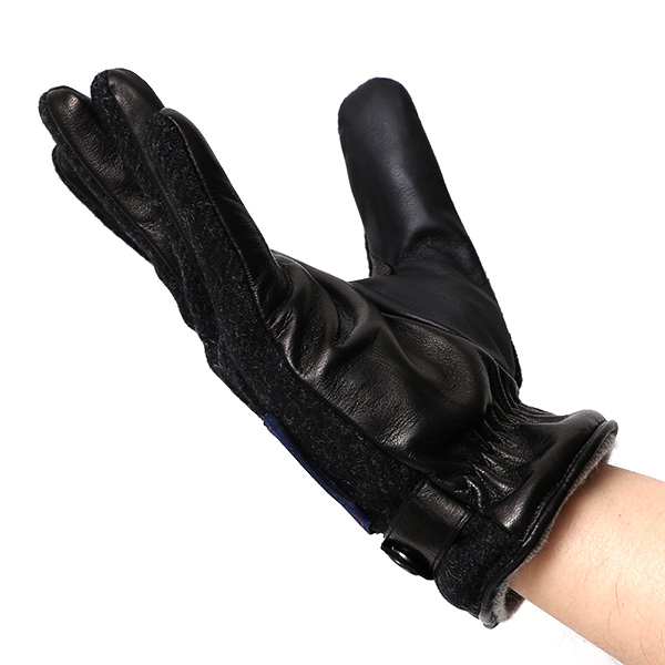  ムーン MOON 手袋 メンズ スマートフォン対応 カシミヤ レザー ベルト付き 日本製 革手袋 防寒 グレー グレイ 灰色 男性用 紳士 暖かい カシミア グローブ イタリーラム 羊革 導電 皮 国産 ブランド KURODA(クロダ)