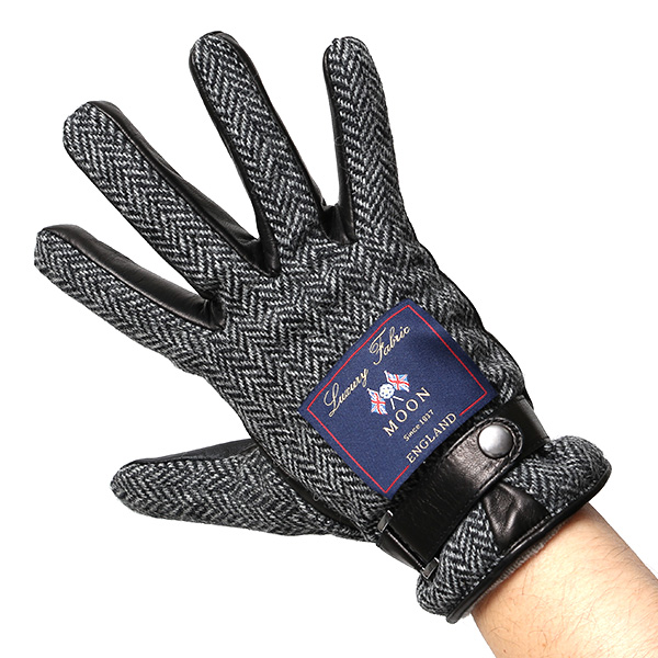  ムーン MOON 手袋 メンズ スマートフォン対応 カシミヤ レザー ベルト付き 日本製 革手袋 防寒 グレー グレイ 灰色 男性用 紳士 暖かい カシミア グローブ イタリーラム 羊革 導電 皮 国産 ブランド KURODA(クロダ)