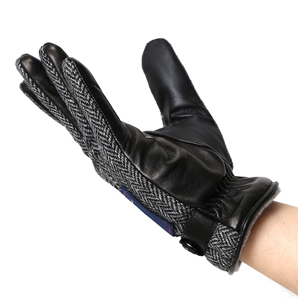  ムーン MOON 手袋 メンズ スマートフォン対応 カシミヤ レザー ベルト付き 日本製 革手袋 防寒 グレー グレイ 灰色 男性用 紳士 暖かい カシミア グローブ イタリーラム 羊革 導電 皮 国産 ブランド KURODA(クロダ)