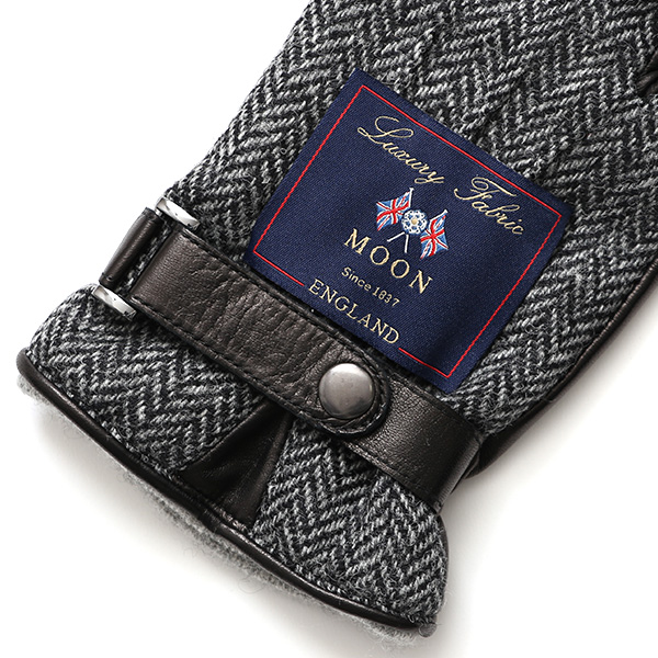  ムーン MOON 手袋 メンズ スマートフォン対応 カシミヤ レザー ベルト付き 日本製 革手袋 防寒 グレー グレイ 灰色 男性用 紳士 暖かい カシミア グローブ イタリーラム 羊革 導電 皮 国産 ブランド KURODA(クロダ)