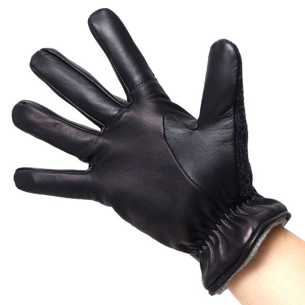  ムーン MOON 手袋 メンズ スマートフォン対応 カシミヤ レザー ベルト付き 日本製 革手袋 防寒 ブルー ネイビー 青色 男性用 紳士 暖かい カシミア グローブ イタリーラム 羊革 導電 皮 国産 ブランド KURODA(クロダ)