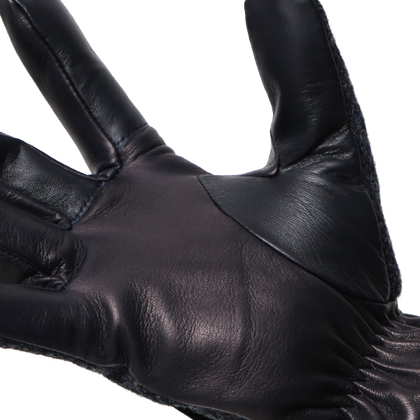  ムーン MOON 手袋 メンズ スマートフォン対応 カシミヤ レザー ベルト付き 日本製 革手袋 防寒 ブルー ネイビー 青色 男性用 紳士 暖かい カシミア グローブ イタリーラム 羊革 導電 皮 国産 ブランド KURODA(クロダ)