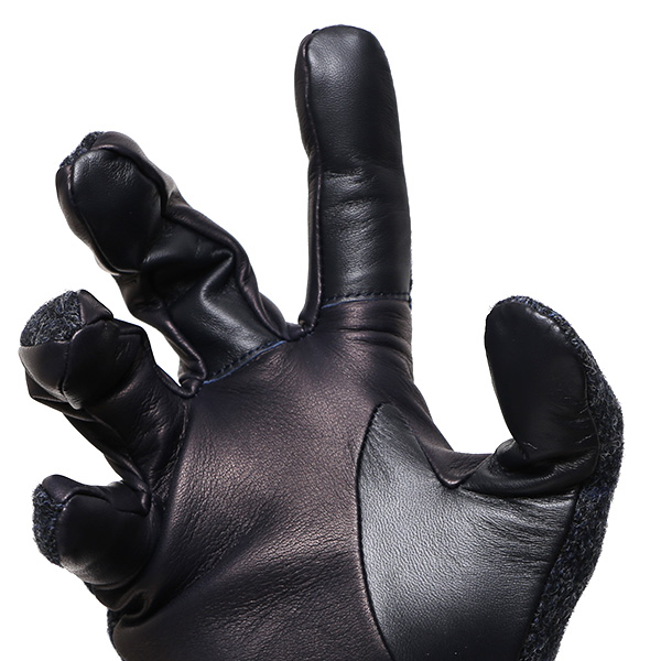  ムーン MOON 手袋 メンズ スマートフォン対応 カシミヤ レザー ベルト付き 日本製 革手袋 防寒 ブルー ネイビー 青色 男性用 紳士 暖かい カシミア グローブ イタリーラム 羊革 導電 皮 国産 ブランド KURODA(クロダ)