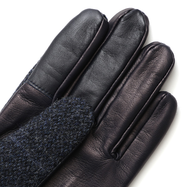  ムーン MOON 手袋 メンズ スマートフォン対応 カシミヤ レザー ベルト付き 日本製 革手袋 防寒 ブルー ネイビー 青色 男性用 紳士 暖かい カシミア グローブ イタリーラム 羊革 導電 皮 国産 ブランド KURODA(クロダ)
