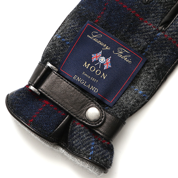  ムーン MOON 手袋 メンズ スマートフォン対応 カシミヤ レザー ベルト付き 日本製 革手袋 防寒 ブルー ネイビー 青色 男性用 紳士 暖かい カシミア グローブ イタリーラム 羊革 導電 皮 国産 ブランド KURODA(クロダ)