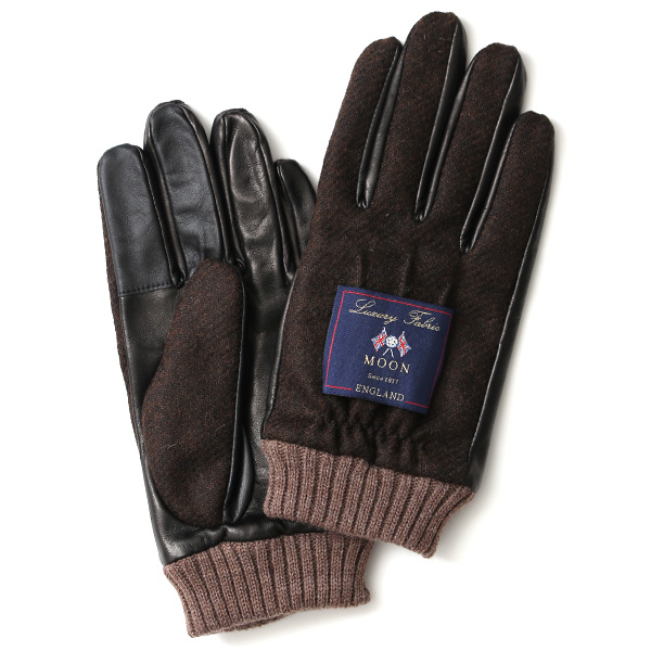 KURODA(クロダ) ムーン リブ付き 羊革 メンズ 手袋 ブラウン