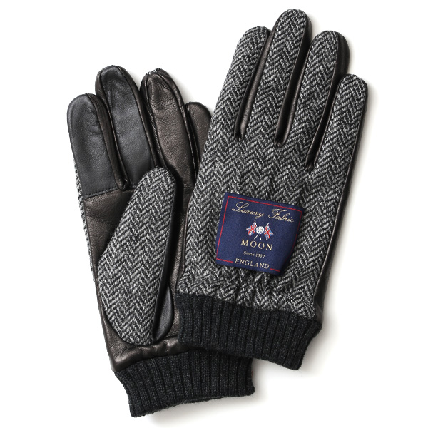 KURODA(クロダ) ムーン リブ付き 羊革 メンズ 手袋 ヘリンボーン