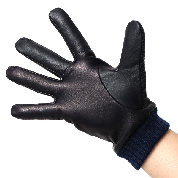  ムーン 手袋 メンズ スマホ MOON カシミヤ イタリアラム レザー 羊革 タッチパネル 導電 革 ブルー ネイビー 青色 男性 彼氏 夫 旦那 誕生日 クリスマス プレゼント 通勤 通学 日本製 国産 ブランド KURODA(クロダ)