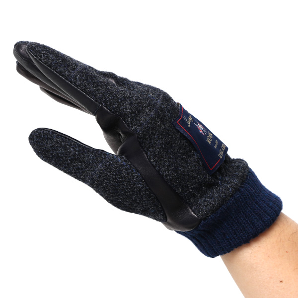  ムーン 手袋 メンズ スマホ MOON カシミヤ イタリアラム レザー 羊革 タッチパネル 導電 革 ブルー ネイビー 青色 男性 彼氏 夫 旦那 誕生日 クリスマス プレゼント 通勤 通学 日本製 国産 ブランド KURODA(クロダ)