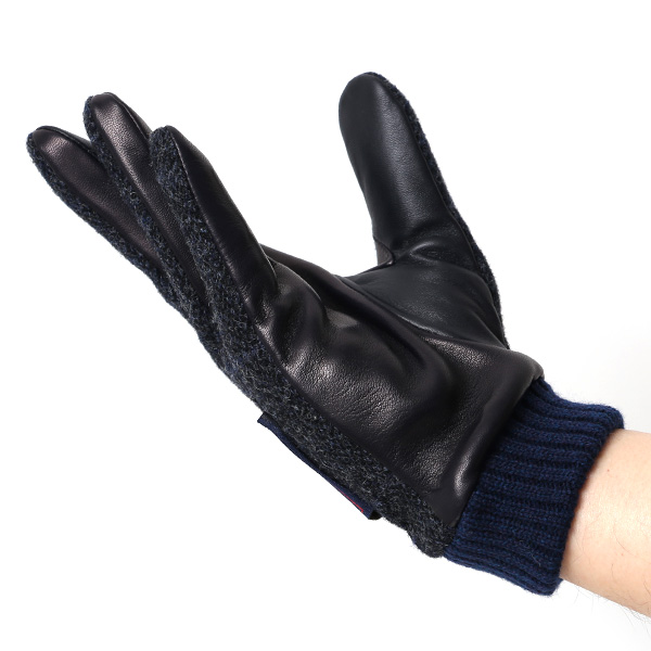  ムーン 手袋 メンズ スマホ MOON カシミヤ イタリアラム レザー 羊革 タッチパネル 導電 革 ブルー ネイビー 青色 男性 彼氏 夫 旦那 誕生日 クリスマス プレゼント 通勤 通学 日本製 国産 ブランド KURODA(クロダ)