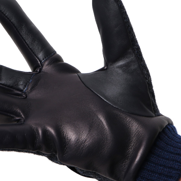  ムーン 手袋 メンズ スマホ MOON カシミヤ イタリアラム レザー 羊革 タッチパネル 導電 革 ブルー ネイビー 青色 男性 彼氏 夫 旦那 誕生日 クリスマス プレゼント 通勤 通学 日本製 国産 ブランド KURODA(クロダ)