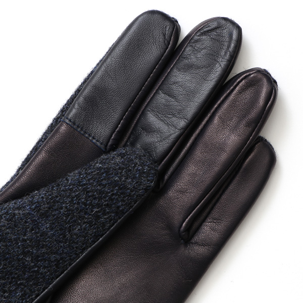  ムーン 手袋 メンズ スマホ MOON カシミヤ イタリアラム レザー 羊革 タッチパネル 導電 革 ブルー ネイビー 青色 男性 彼氏 夫 旦那 誕生日 クリスマス プレゼント 通勤 通学 日本製 国産 ブランド KURODA(クロダ)