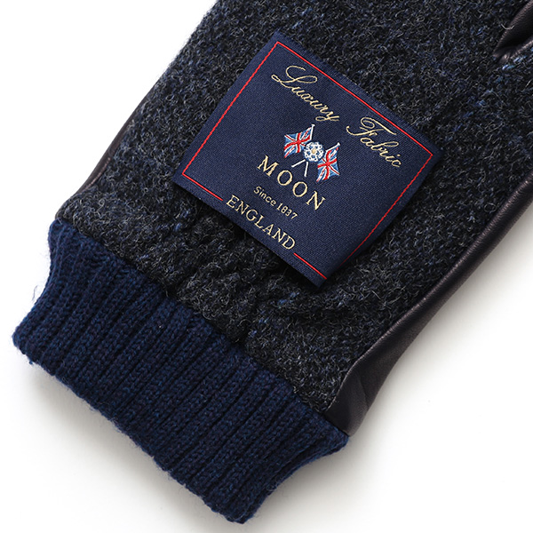  ムーン 手袋 メンズ スマホ MOON カシミヤ イタリアラム レザー 羊革 タッチパネル 導電 革 ブルー ネイビー 青色 男性 彼氏 夫 旦那 誕生日 クリスマス プレゼント 通勤 通学 日本製 国産 ブランド KURODA(クロダ)
