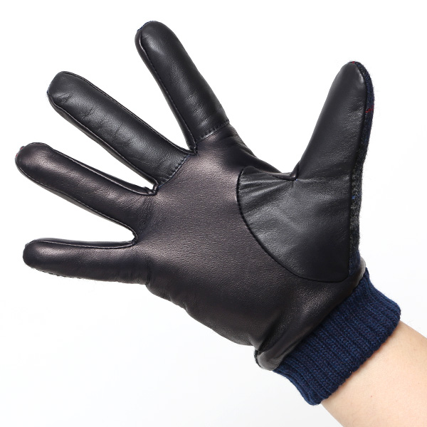  ムーン 手袋 メンズ スマホ MOON カシミヤ イタリアラム レザー 羊革 タッチパネル 導電 革 ブルー ネイビー 青色 男性 彼氏 夫 旦那 誕生日 クリスマス プレゼント 通勤 通学 日本製 国産 ブランド KURODA(クロダ)