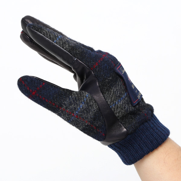  ムーン 手袋 メンズ スマホ MOON カシミヤ イタリアラム レザー 羊革 タッチパネル 導電 革 ブルー ネイビー 青色 男性 彼氏 夫 旦那 誕生日 クリスマス プレゼント 通勤 通学 日本製 国産 ブランド KURODA(クロダ)