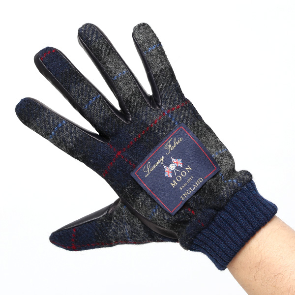  ムーン 手袋 メンズ スマホ MOON カシミヤ イタリアラム レザー 羊革 タッチパネル 導電 革 ブルー ネイビー 青色 男性 彼氏 夫 旦那 誕生日 クリスマス プレゼント 通勤 通学 日本製 国産 ブランド KURODA(クロダ)