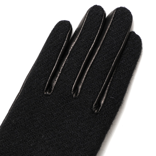  ハリスツイード 手袋 レディース スマホ カシミヤ 日本製 リブ付き グローブ 本革 イタリーラム 革 ブラック 黒 黒色 Harris Tweed 女性 カシミア 皮 グローブ 彼女 妻 冬 プレゼント ブランド 国産 KURODA(クロダ)
