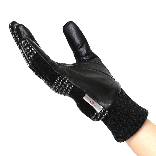  ハリスツイード 手袋 レディース スマホ カシミヤ 日本製 リブ付き グローブ 本革 イタリーラム 革 ブラック 黒 黒色 Harris Tweed 女性 カシミア 皮 グローブ 彼女 妻 冬 プレゼント ブランド 国産 KURODA(クロダ)