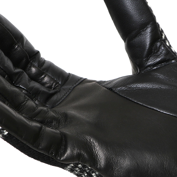  ハリスツイード 手袋 レディース スマホ カシミヤ 日本製 リブ付き グローブ 本革 イタリーラム 革 ブラック 黒 黒色 Harris Tweed 女性 カシミア 皮 グローブ 彼女 妻 冬 プレゼント ブランド 国産 KURODA(クロダ)