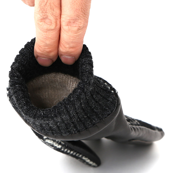  ハリスツイード 手袋 レディース スマホ カシミヤ 日本製 リブ付き グローブ 本革 イタリーラム 革 ブラック 黒 黒色 Harris Tweed 女性 カシミア 皮 グローブ 彼女 妻 冬 プレゼント ブランド 国産 KURODA(クロダ)