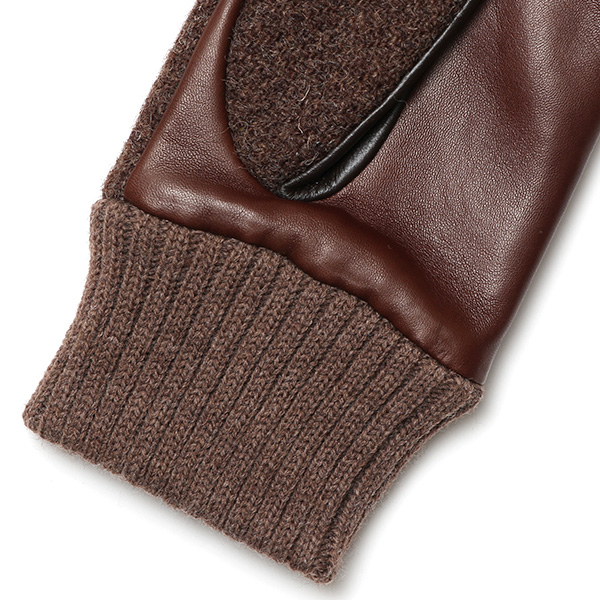  ハリスツイード 手袋 レディース スマホ カシミヤ 日本製 リブ付き グローブ 本革 イタリーラム 革 ブラウン 茶 茶色 Harris Tweed 女性 カシミア 皮 グローブ 彼女 妻 冬 プレゼント ブランド 国産 KURODA(クロダ)