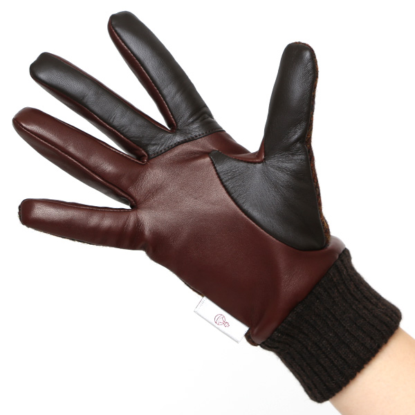  ハリスツイード 手袋 レディース スマホ カシミヤ 日本製 リブ付き グローブ 本革 イタリーラム 革 ブラウン 茶 茶色 Harris Tweed 女性 カシミア 皮 グローブ 彼女 妻 冬 プレゼント ブランド 国産 KURODA(クロダ)