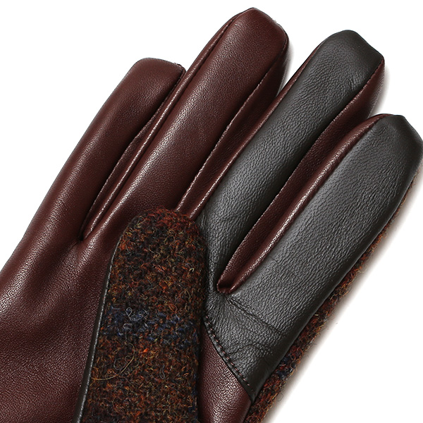  ハリスツイード 手袋 レディース スマホ カシミヤ 日本製 リブ付き グローブ 本革 イタリーラム 革 ブラウン 茶 茶色 Harris Tweed 女性 カシミア 皮 グローブ 彼女 妻 冬 プレゼント ブランド 国産 KURODA(クロダ)