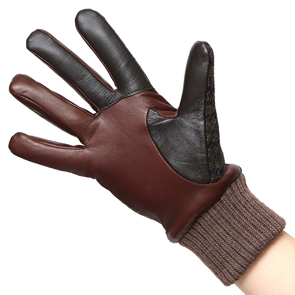  ハリスツイード 手袋 レディース スマホ カシミヤ 日本製 リブ付き グローブ 本革 イタリーラム 革 ブラウン 茶 茶色 Harris Tweed 女性 カシミア 皮 グローブ 彼女 妻 冬 プレゼント ブランド 国産 KURODA(クロダ)