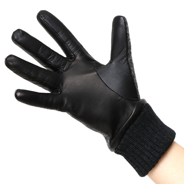  ハリスツイード 手袋 レディース スマホ カシミヤ 日本製 リブ付き グローブ 本革 イタリーラム 革 グレー グレイ 灰色 Harris Tweed 女性 カシミア 皮 グローブ 彼女 妻 冬 プレゼント ブランド 国産 KURODA(クロダ)