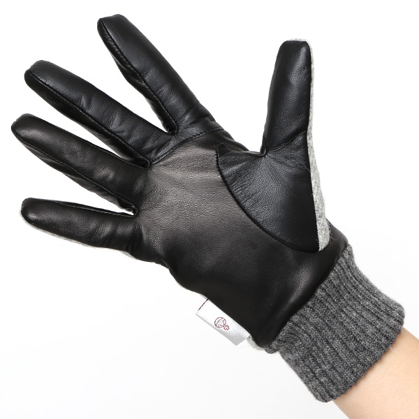  ハリスツイード 手袋 レディース スマホ カシミヤ 日本製 リブ付き グローブ 本革 イタリーラム 革 ライトグレー グレー グレイ 灰色 Harris Tweed 女性 カシミア 皮 グローブ 彼女 妻 冬 プレゼント ブランド 国産 KURODA(クロダ)