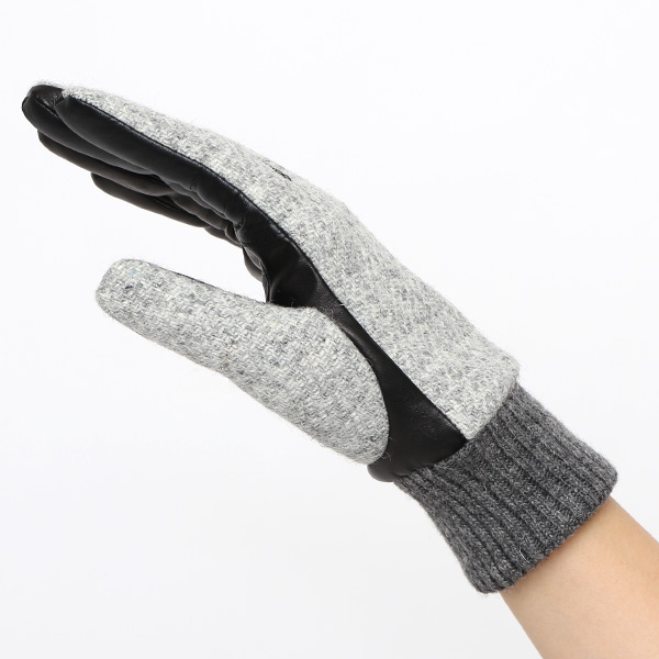  ハリスツイード 手袋 レディース スマホ カシミヤ 日本製 リブ付き グローブ 本革 イタリーラム 革 ライトグレー グレー グレイ 灰色 Harris Tweed 女性 カシミア 皮 グローブ 彼女 妻 冬 プレゼント ブランド 国産 KURODA(クロダ)
