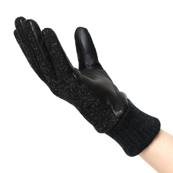  ハリスツイード 手袋 レディース スマホ カシミヤ 日本製 リブ付き グローブ 本革 イタリーラム 革 グレー グレイ 灰色 Harris Tweed 女性 カシミア 皮 グローブ 彼女 妻 冬 プレゼント ブランド 国産 KURODA(クロダ)