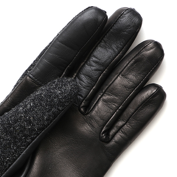  ハリスツイード 手袋 レディース スマホ カシミヤ 日本製 リブ付き グローブ 本革 イタリーラム 革 グレー グレイ 灰色 Harris Tweed 女性 カシミア 皮 グローブ 彼女 妻 冬 プレゼント ブランド 国産 KURODA(クロダ)