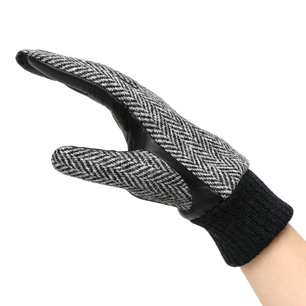  ハリスツイード 手袋 レディース スマホ カシミヤ 日本製 リブ付き グローブ 本革 イタリーラム 革 グレー グレイ 灰色 Harris Tweed 女性 カシミア 皮 グローブ 彼女 妻 冬 プレゼント ブランド 国産 KURODA(クロダ)