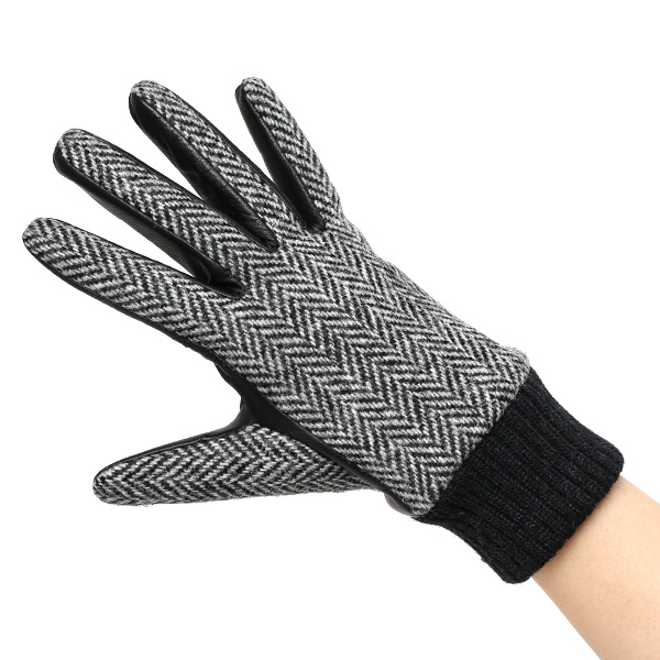  ハリスツイード 手袋 レディース スマホ カシミヤ 日本製 リブ付き グローブ 本革 イタリーラム 革 グレー グレイ 灰色 Harris Tweed 女性 カシミア 皮 グローブ 彼女 妻 冬 プレゼント ブランド 国産 KURODA(クロダ)
