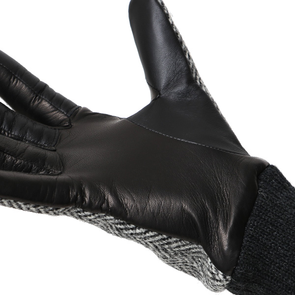  ハリスツイード 手袋 レディース スマホ カシミヤ 日本製 リブ付き グローブ 本革 イタリーラム 革 グレー グレイ 灰色 Harris Tweed 女性 カシミア 皮 グローブ 彼女 妻 冬 プレゼント ブランド 国産 KURODA(クロダ)